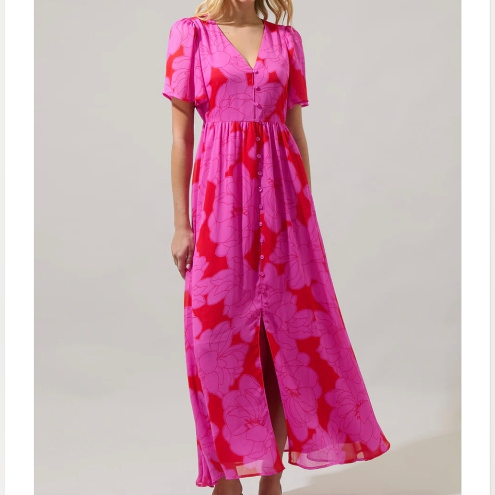 Floral Pink Maxi Dress
